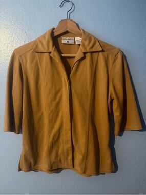 kathy ireland Set Suede Short-Sleeve Button Down and Slacks